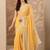 yellow embellished saree with unstitched blouse piece