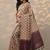 beige ikkat printed saree with unstitched blouse piece
