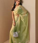 lime green tissue saree