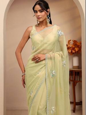 lime green tissue saree 3