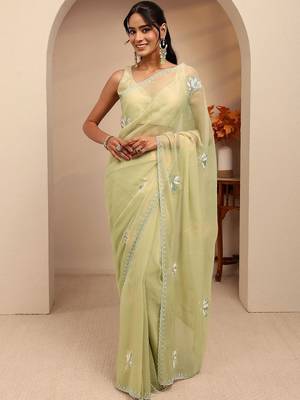 lime green tissue saree 4
