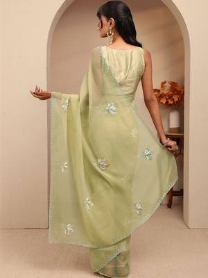 lime green tissue saree 5