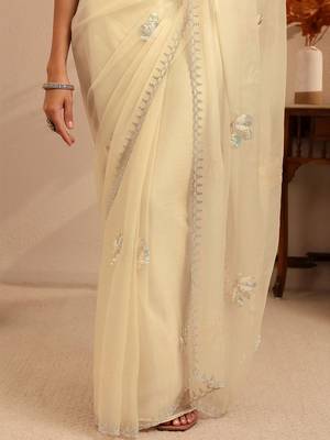 cream tissue saree 3