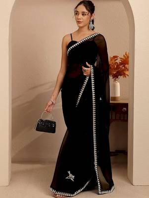 black georgette saree 1