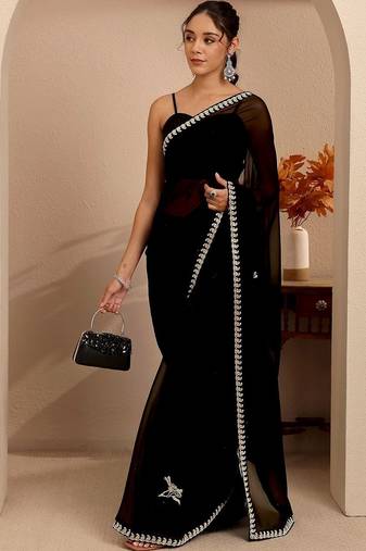 black georgette saree