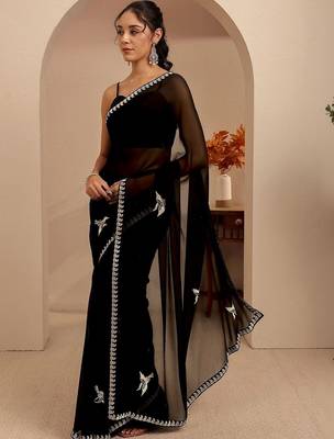 black georgette saree 3