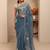 teal peacock blue tissue saree