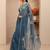 teal peacock blue tissue saree