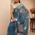 teal peacock blue tissue saree