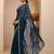 teal georgette saree