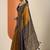 mustard printed saree with unstitched blouse piece