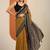 mustard printed saree with unstitched blouse piece