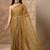 olive embellished saree with unstitched blouse piece