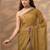 olive embellished saree with unstitched blouse piece