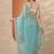 turquoise blue floral embroidered chiffon heavy work saree