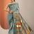 white printed saree with unstitched blouse piece