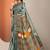white printed saree with unstitched blouse piece