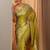 lime green floral zari silk blend saree