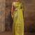 lime green floral zari silk blend saree