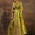 lime green floral zari silk blend saree