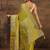 lime green floral zari silk blend saree