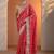 red bandhani printed chinon saree with unstitched blouse piece