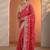 red bandhani printed chinon saree with unstitched blouse piece