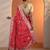 red bandhani printed chinon saree with unstitched blouse piece