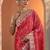red bandhani printed chinon saree with unstitched blouse piece