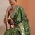 olive bandhani printed chinon saree with unstitched blouse piece