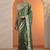 olive bandhani printed chinon saree with unstitched blouse piece