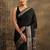 black solid saree with unstitched blouse piece