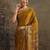 mustard solid saree with unstitched blouse piece