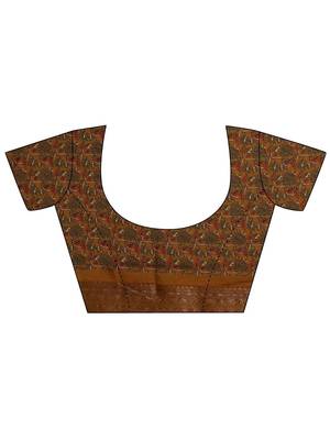 mustard solid saree with unstitched blouse piece 4