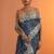 blue bandhani printed chinon saree with unstitched blouse piece