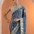 blue bandhani printed chinon saree with unstitched blouse piece