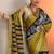 olive printed crepe saree with unstitched blouse piece