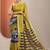 olive printed crepe saree with unstitched blouse piece