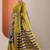 olive printed crepe saree with unstitched blouse piece