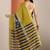 olive printed crepe saree with unstitched blouse piece