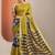 olive printed crepe saree with unstitched blouse piece