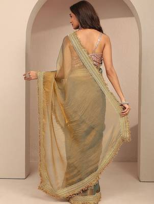 multi solid saree with zari taping border and a blouse piece 2