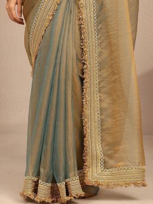 multi solid saree with zari taping border and a blouse piece 4