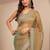 green solid saree with zari taping border and a blouse piece
