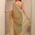 green solid saree with zari taping border and a blouse piece