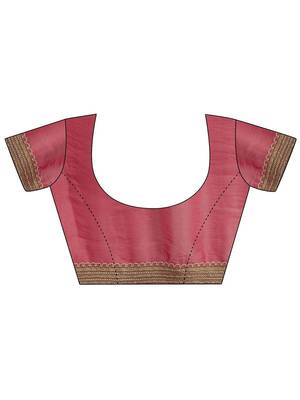 red solid saree with unstitched blouse piece 4
