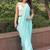 turquoise blue paisley saree with border