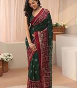 green ethnic motifs georgette saree