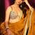 mustard embellished satin saree with gota border