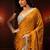 mustard embellished satin saree with gota border